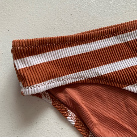 Aerie Size Large Ribbed Bottom in Brown & White Stripe NWT - Picture 4 of 16